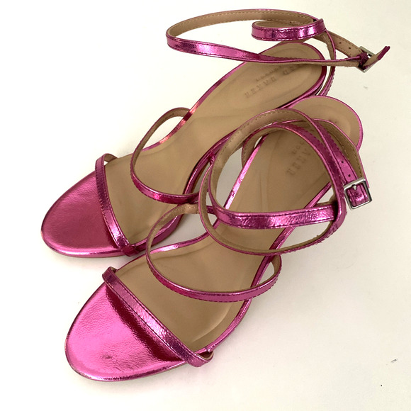 Ted Baker Sophia Pink Metallic Strappy Leather Sandal Wraparound Open Toe 7.5 38 - Picture 5 of 7